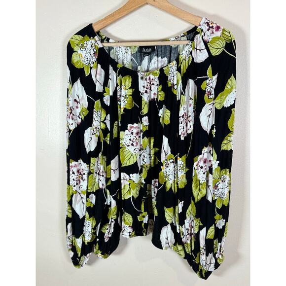 Women’s Plus Size 2X Blouses Floral Boho Ruffle Long Sleeve *Bundle of 2* - Picture 2 of 14